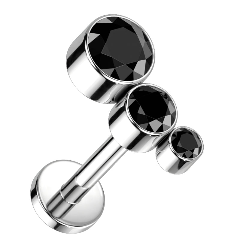 Crescendo Black CZ Titanium Internally Threaded Labret