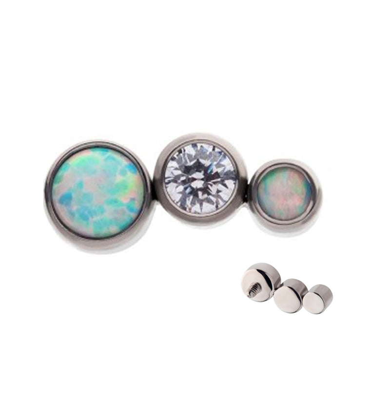 Crescendo CZ and White Opalite Internally Threaded Titanium Top