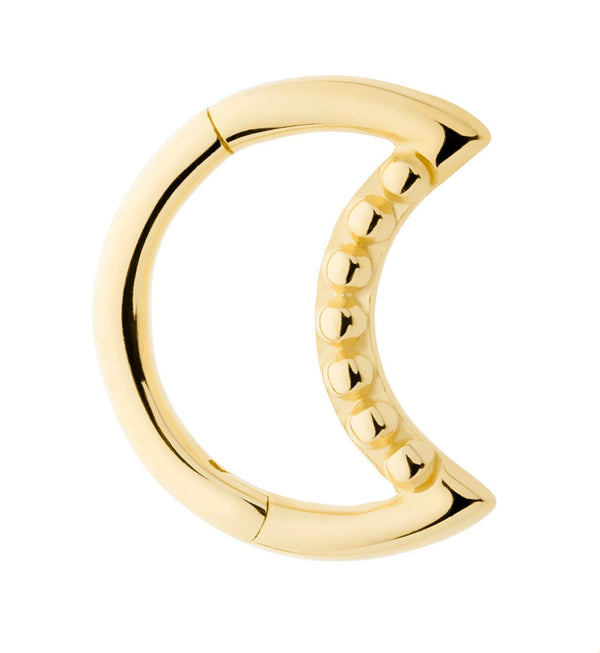 14kt Gold Crescent Moon Bead Hinged Segment Ring