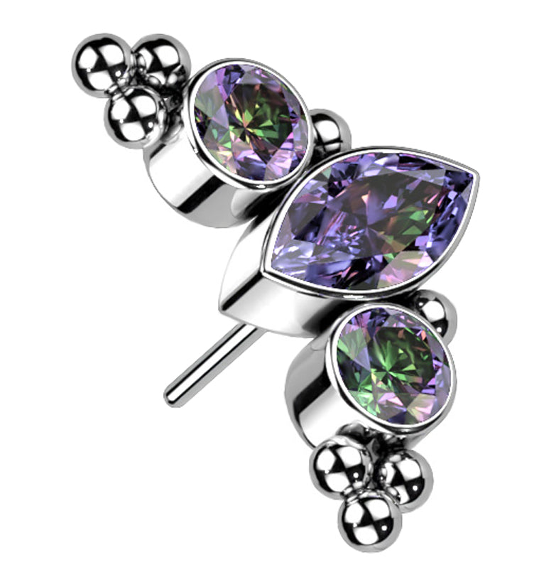 Crest Black Aurora CZ Threadless Titanium Top