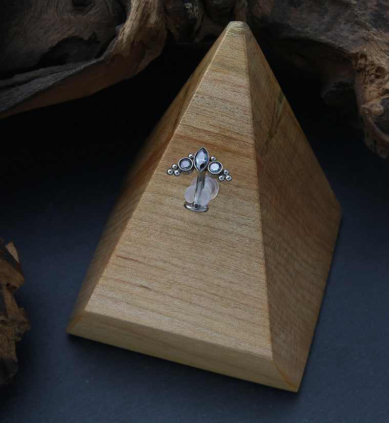 Crest Black Aurora CZ Titanium Threadless Floating Belly Button Ring (Convex Disk)