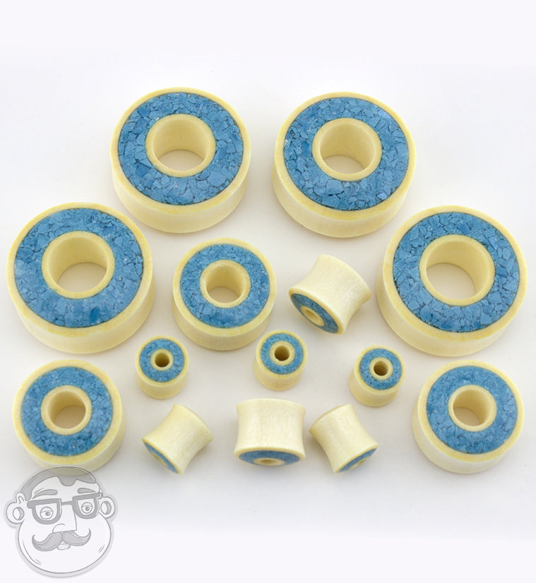 Crocodile Wooden Tunnels with Crushed Turquoise Stone Inlay