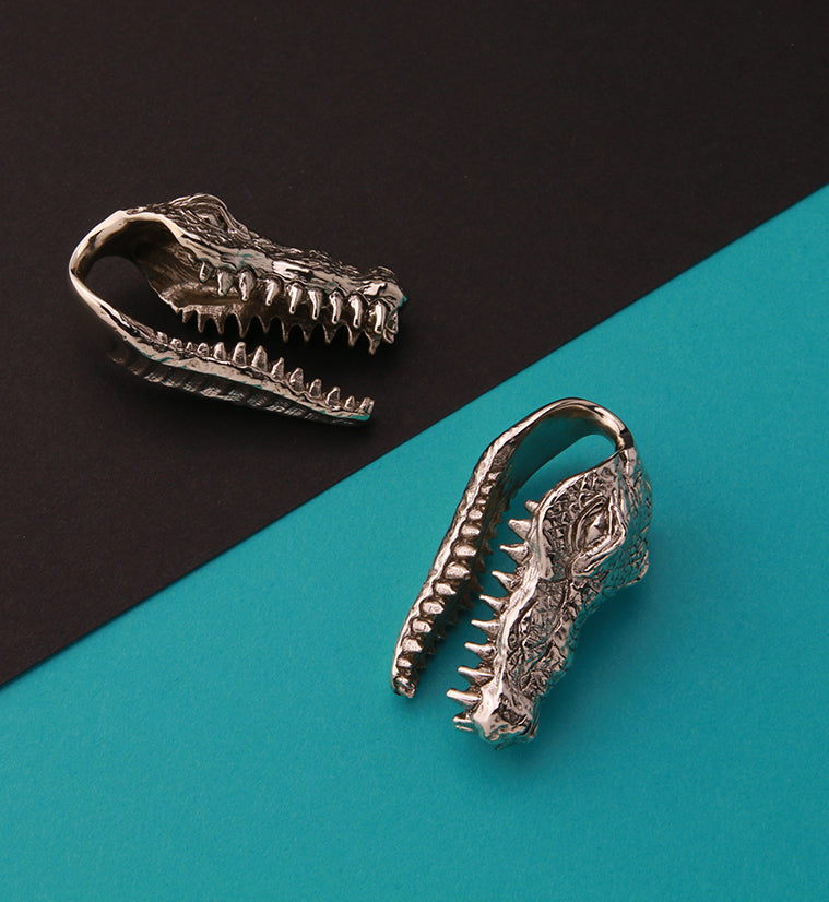 Crocodile White Brass Ear Weights