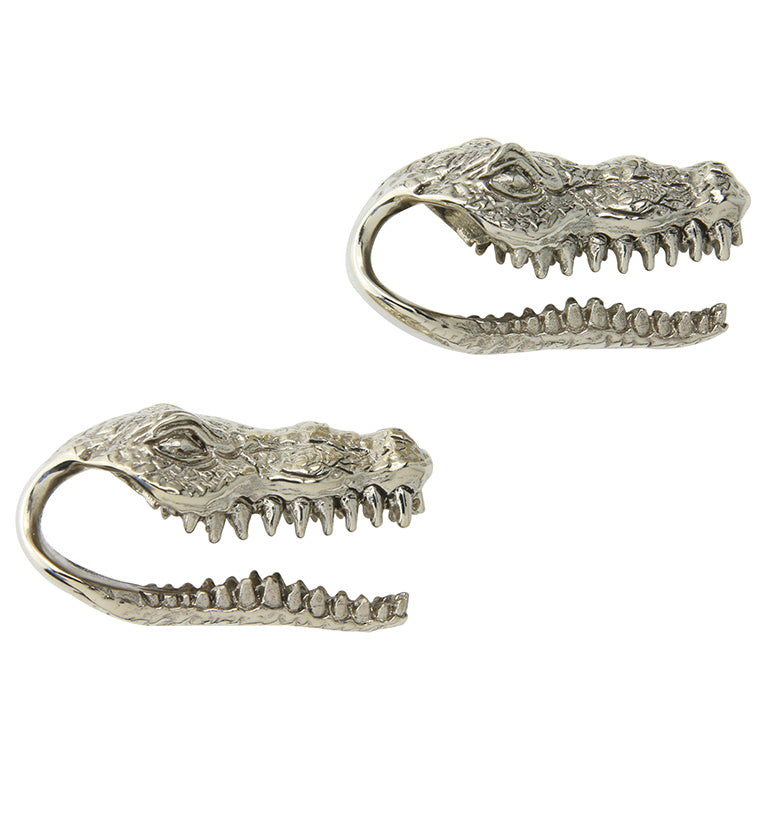 Crocodile White Brass Ear Weights