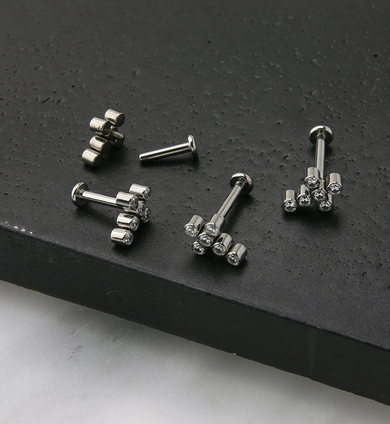 Cross CZ Titanium Internally Threaded Labret