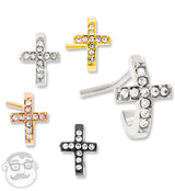18G CZ Cross Nose Curve Ring
