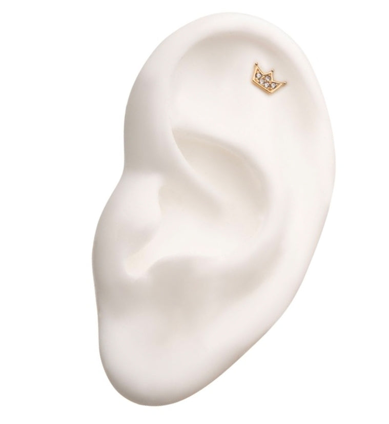 14kt Gold Crown CZ Threadless Top