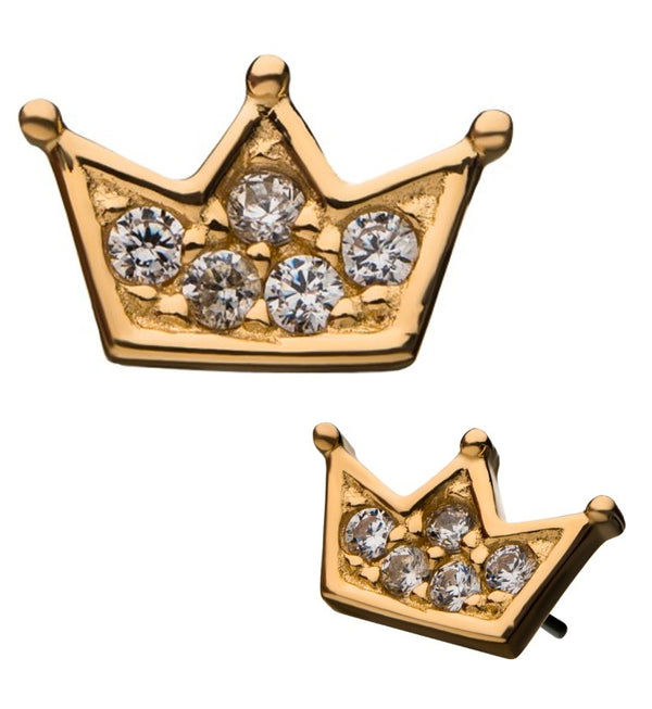 14kt Gold Crown CZ Threadless Top