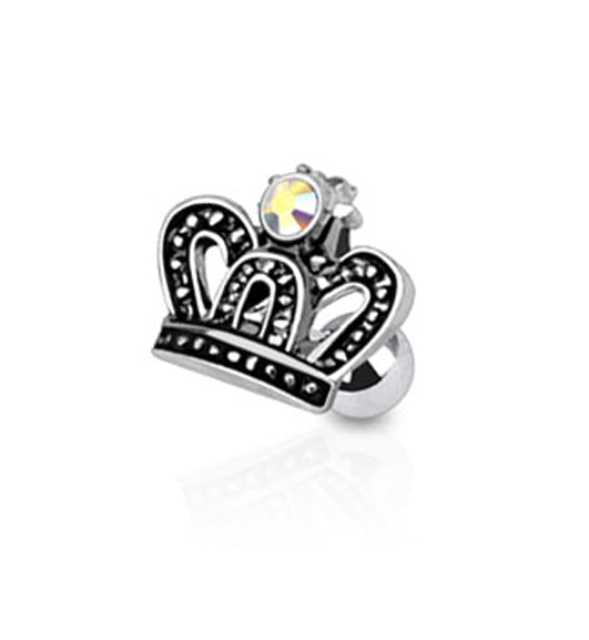 Royal Crown with CZ Tragus / Cartilage Piercing Stud