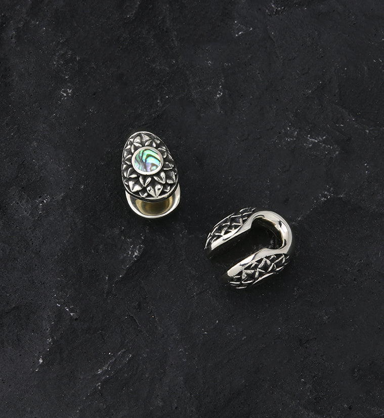 Crux Abalone Keyhole White Brass Ear Weights