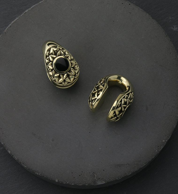 Crux Black Resin Keyhole Brass Ear Weights