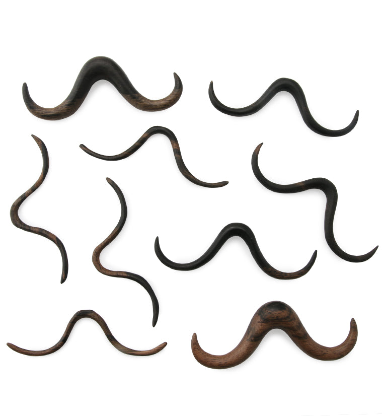Curly Mustache Areng Wooden Septum Bar