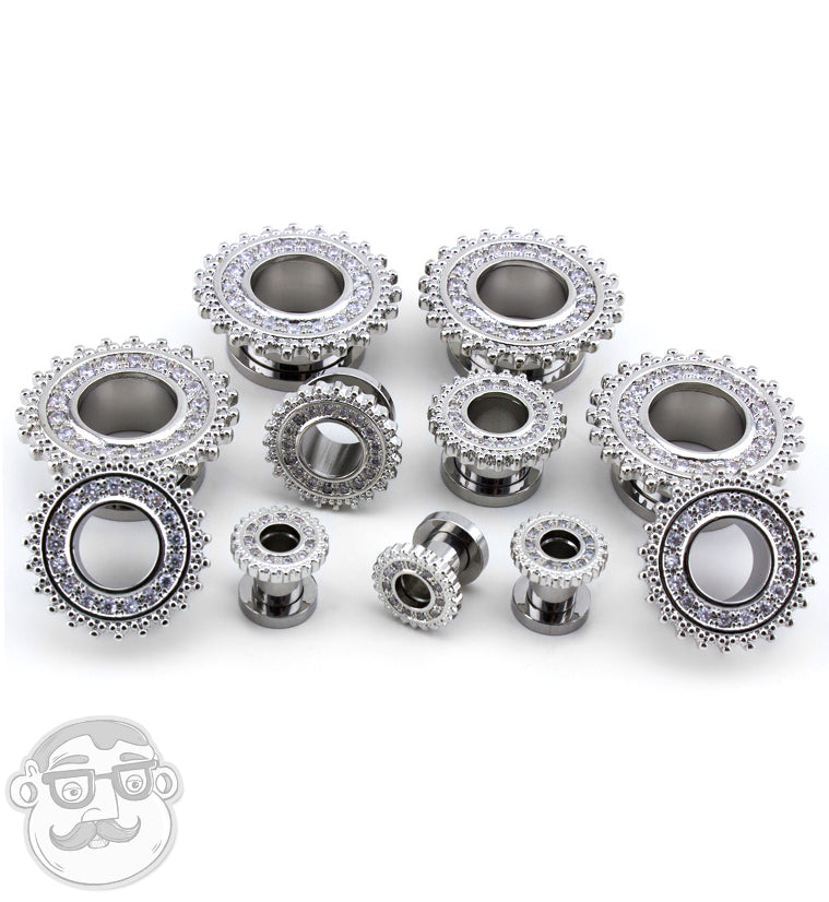 Stainless Steel CZ Beaded Shield Tunnels