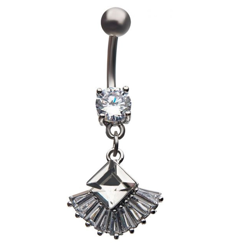 Gem Fan Dangle Belly Ring