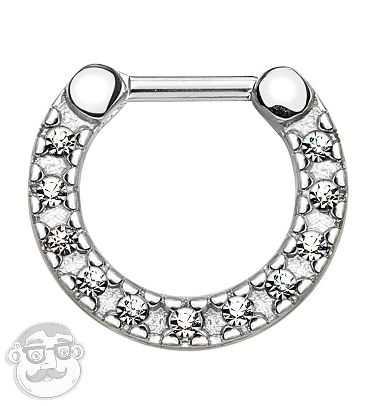 Flat Top CZ Edge Stainless Steel Septum Clicker