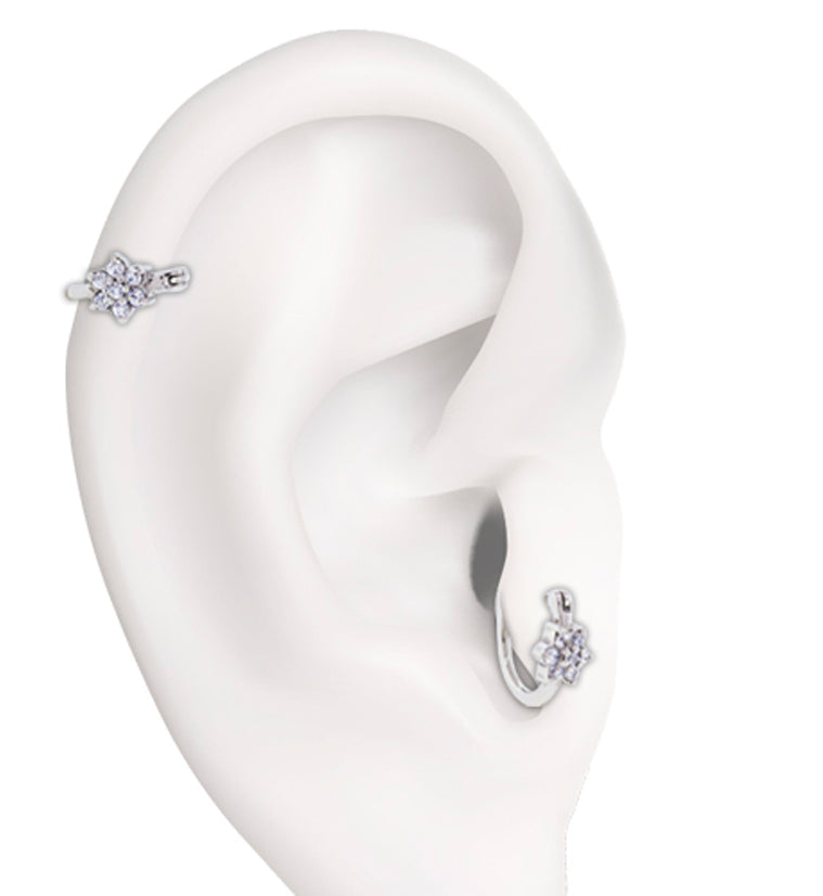 16G CZ Flower Tragus Clicker