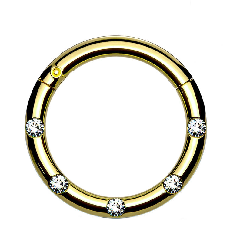 Gold PVD Dash Gem Hinged Segment Ring