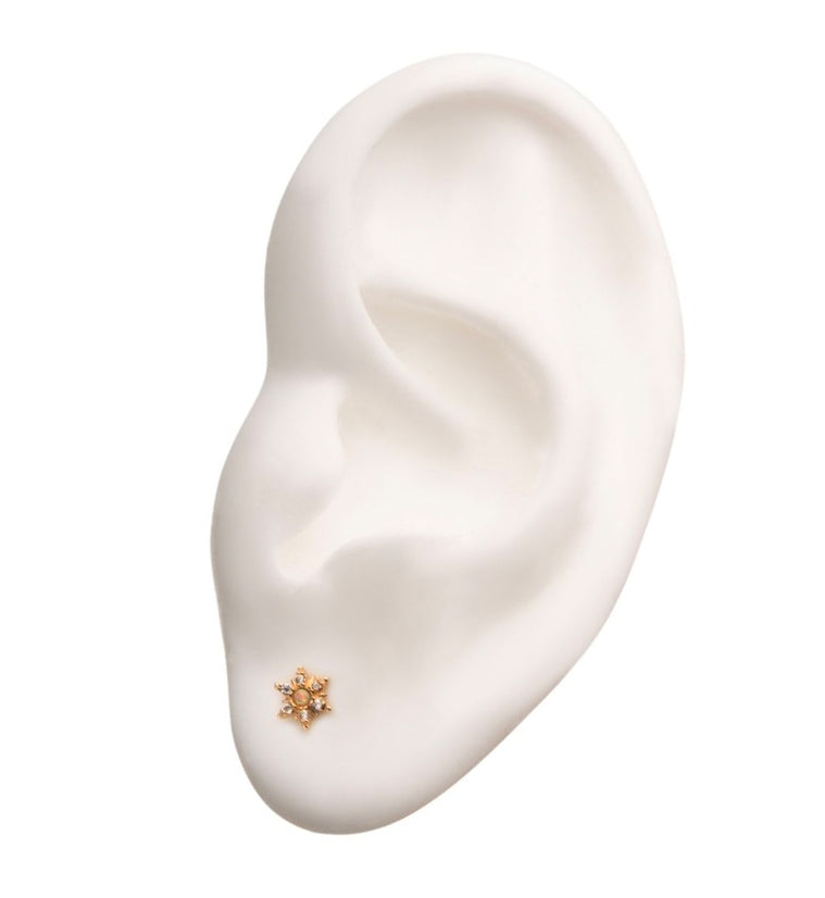 14kt Gold Star CZ & Opalite Threadless Top