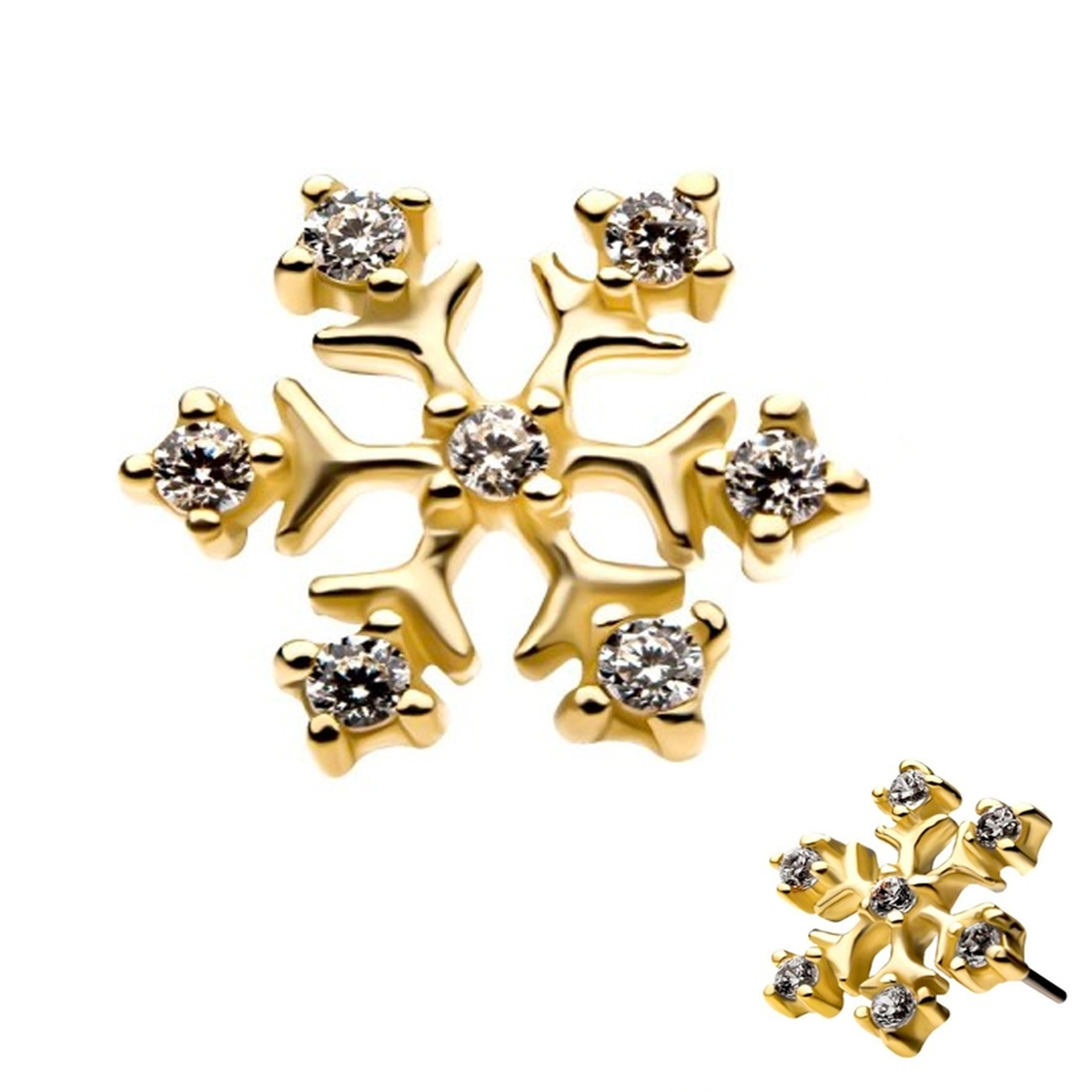 14kt CZ Snowflake Threadless Top