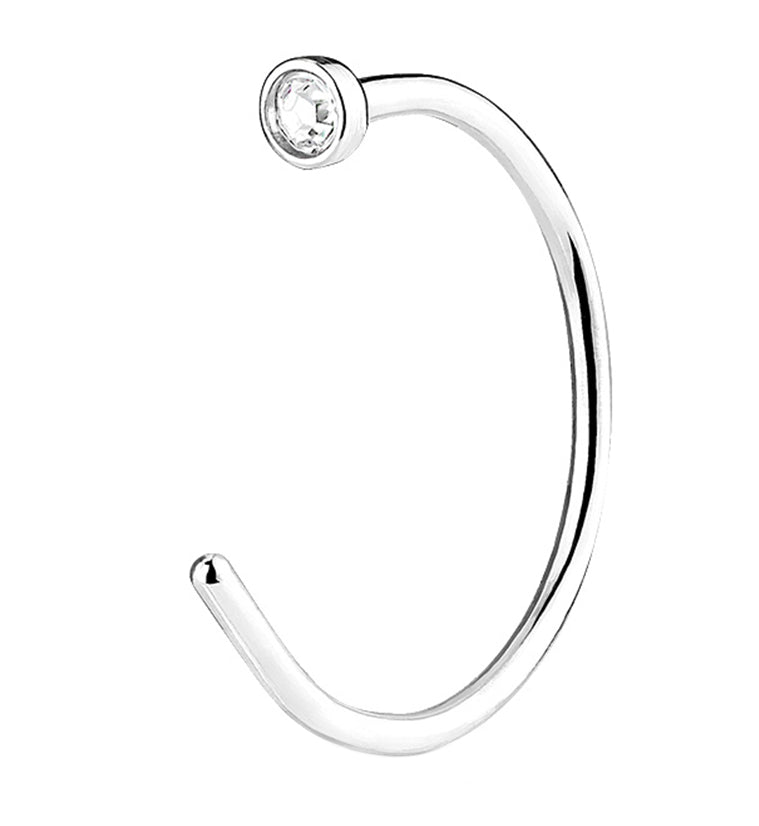 20G Clear Gem Stainless Steel Nose Hoop Ring