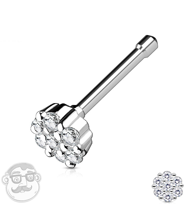 Length: 1/4" (6mm) 316L stainless steel post Size 20G Rhodium plated brass disk: 4mm