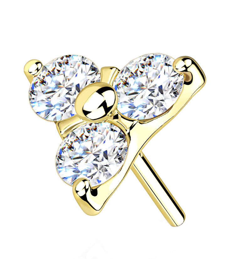 14kt Gold Triangle CZ Threadless Top