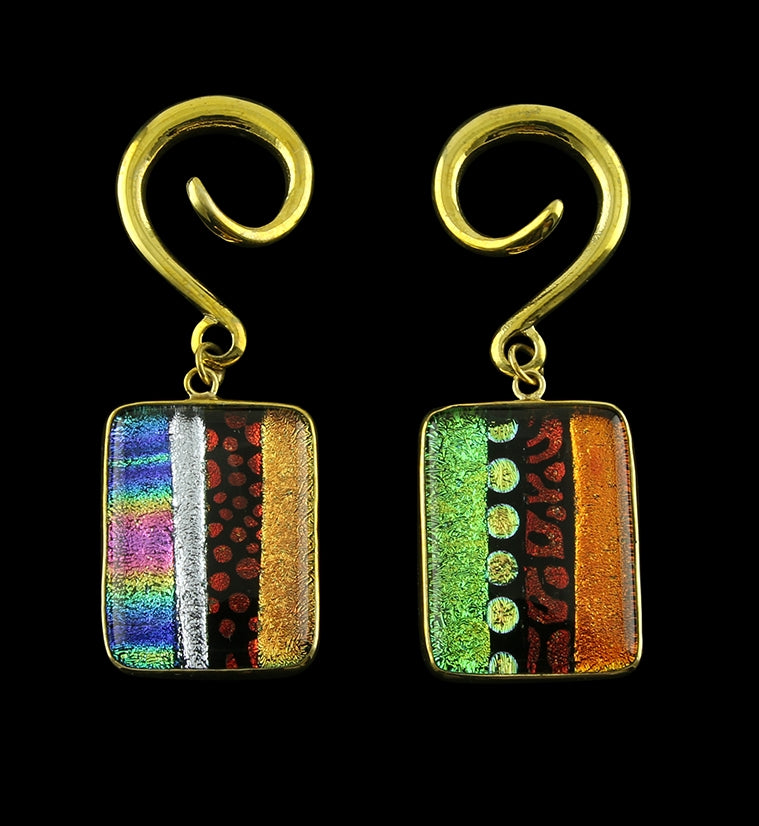 Santa Fe Dichroic Glass Brass Ear Weights Version 4