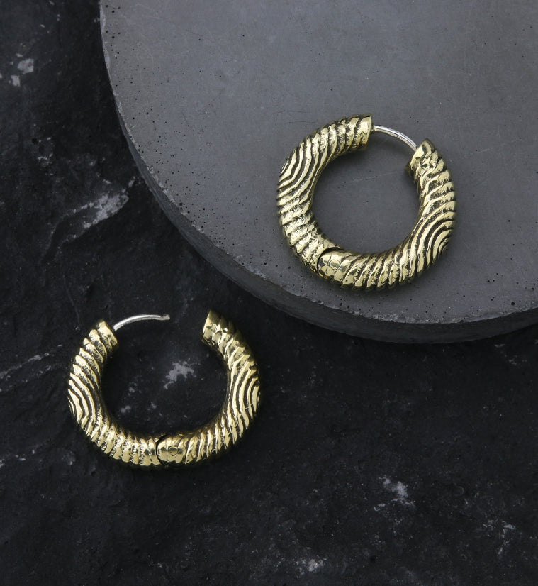 Dab Brass Hinged Earrings