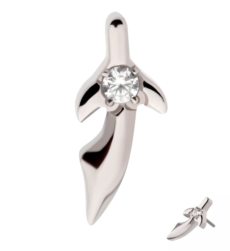 Dagger Clear CZ Threadless Titanium Top