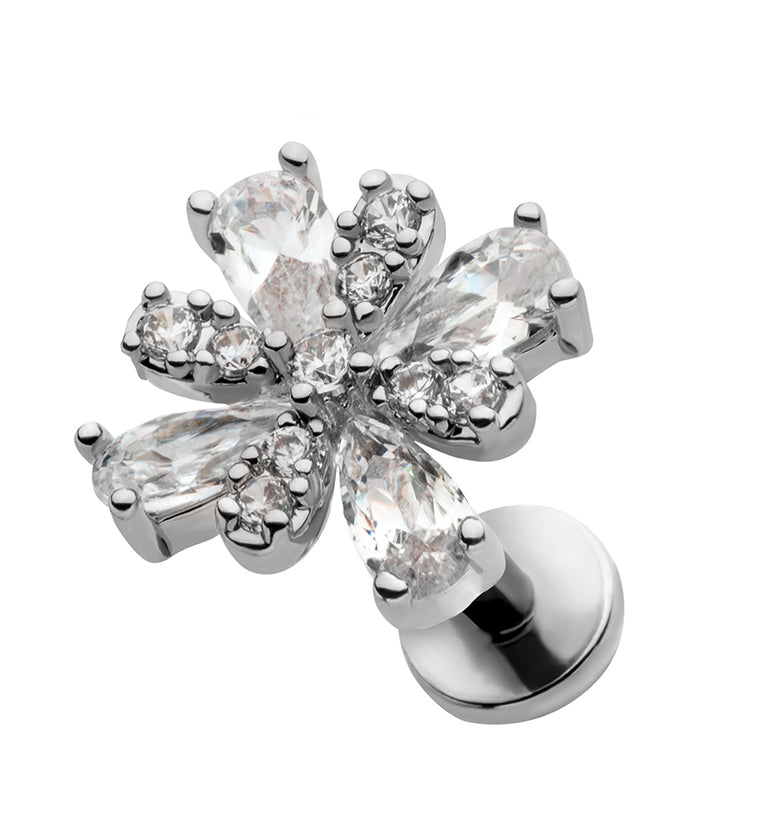 Daisy CZ Stainless Steel Threadless Labret