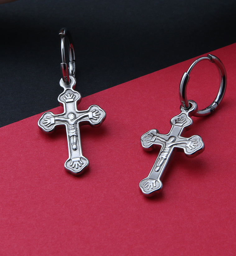 Dangle Cross Stainless Steel Earrings