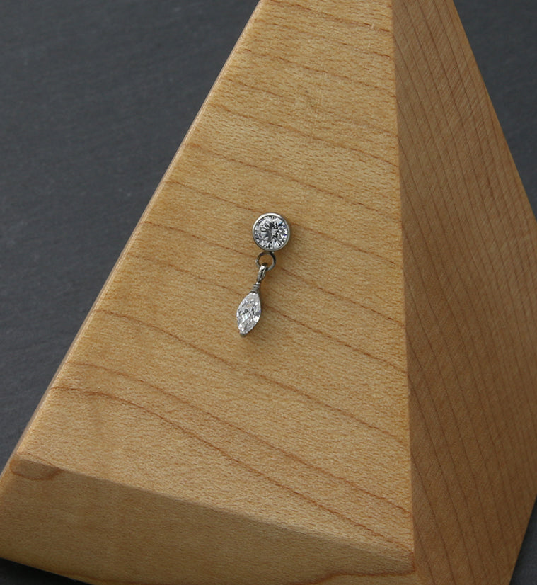 Dangle Marquise CZ Threadless Titanium Top