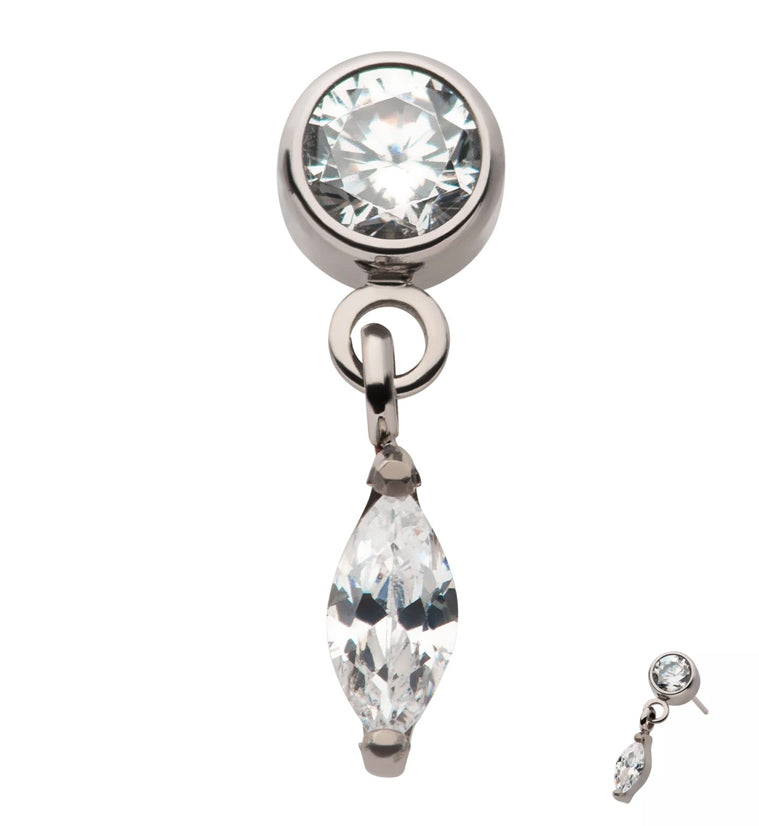 Dangle Marquise CZ Threadless Titanium Top