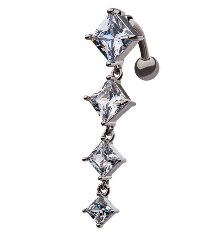Dangling Diamond CZ Top Down Belly Button Ring