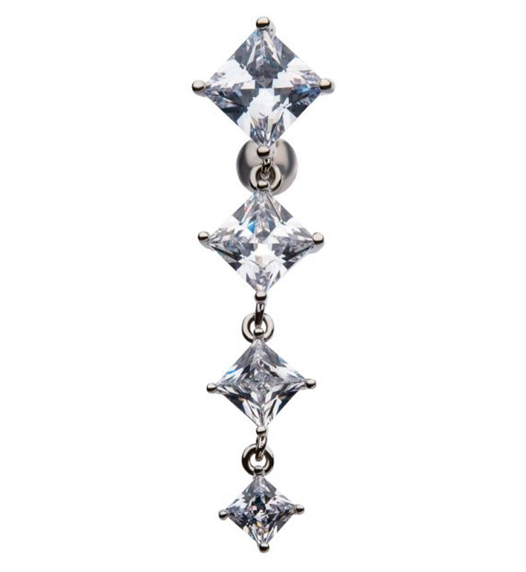 Dangling Diamond CZ Top Down Belly Button Ring