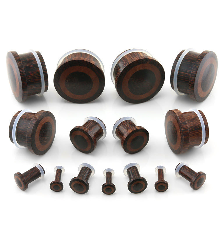 Single Flare Dark Tamarind Wood Plugs with Saba Inlay