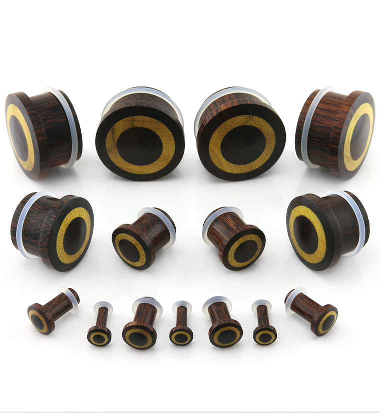 Single Flare Dark Tamarind Wood Plugs with Jackfruit Inlay