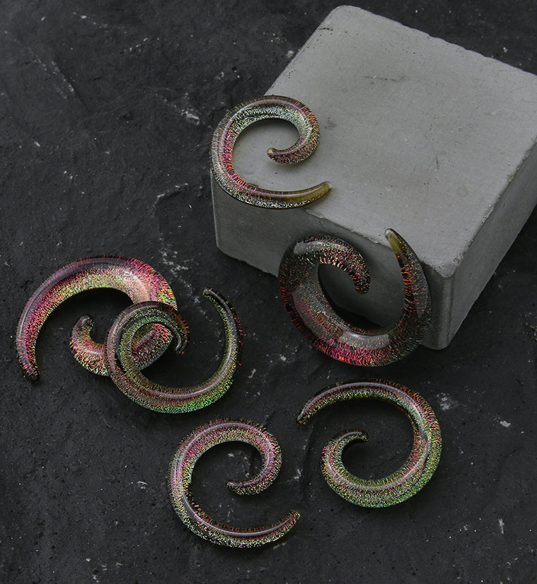 Daybreak Dichroic Glass Spirals