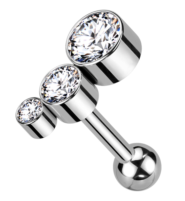 Descend Clear CZ Titanium Threadless Cartilage Barbell