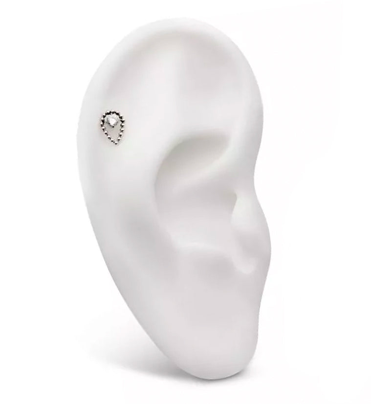 Dewdrop CZ Threadless Titanium Top