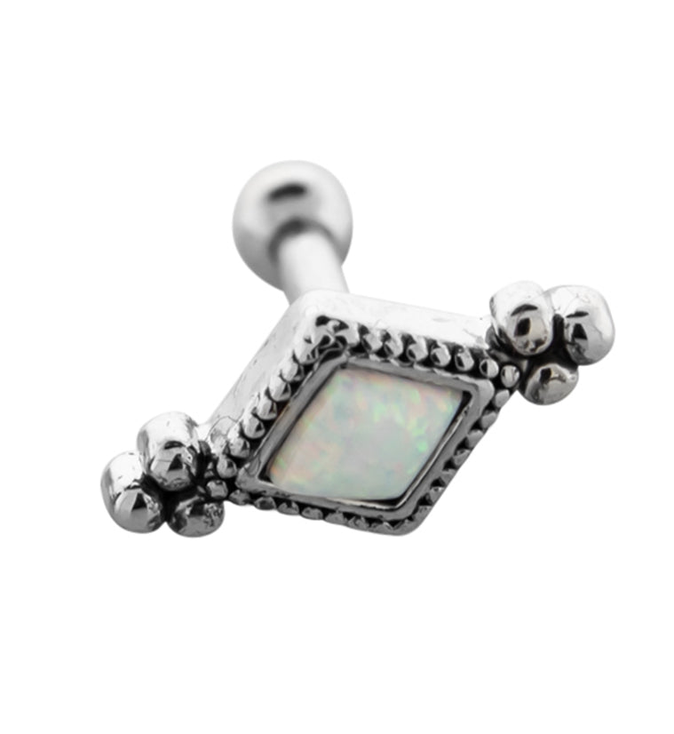 Diamond Beaded White Opalite Cartilage Barbell