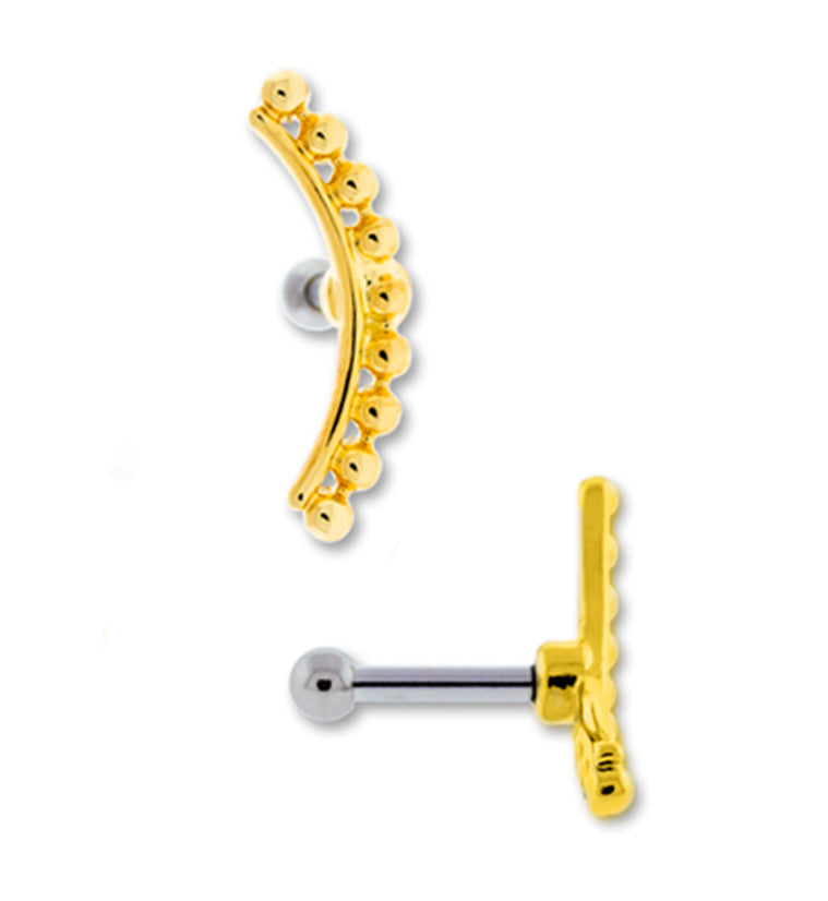 Gold PVD Distill Tragus / Cartilage Barbell