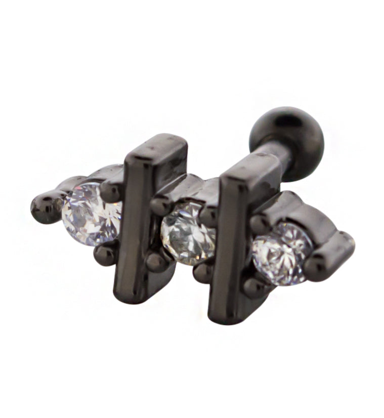 Black PVD Divide CZ Cartilage Barbell