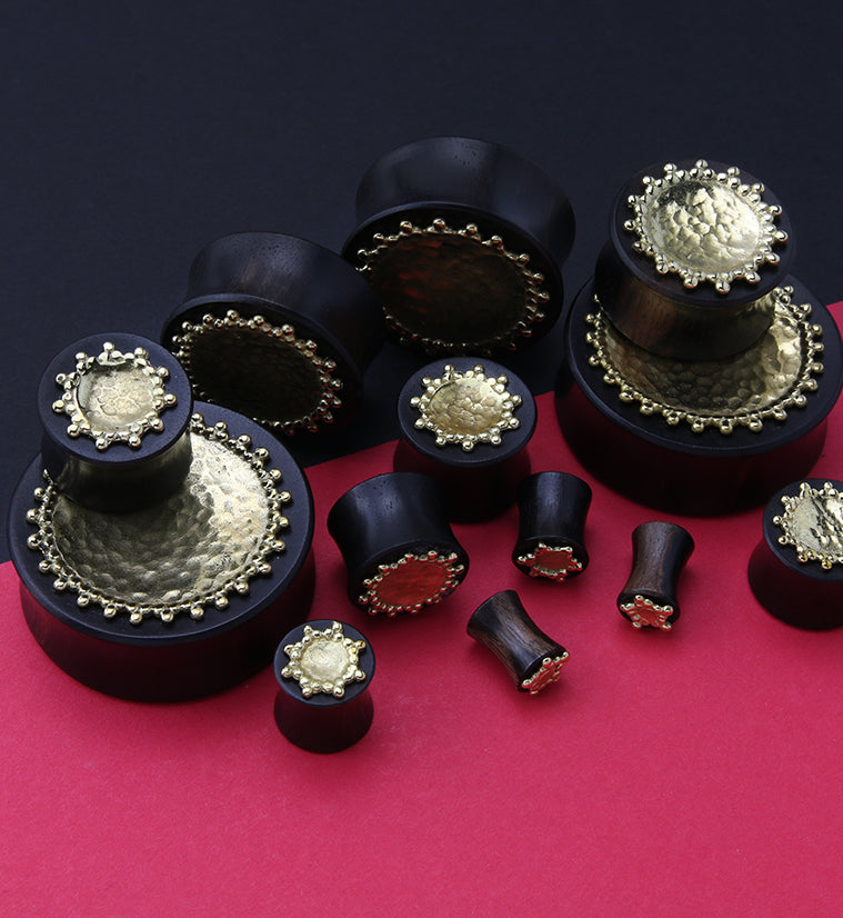 Doily Brass Inlay Areng Wood Plugs