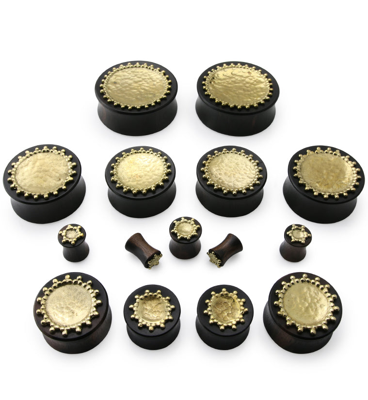 Doily Brass Inlay Areng Wood Plugs