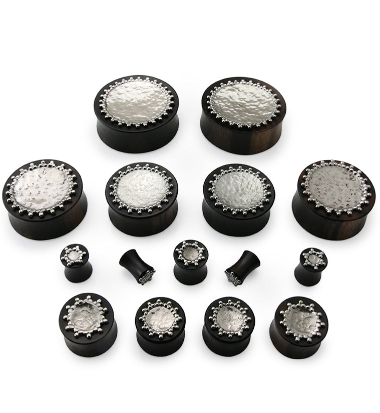 Doily White Brass Inlay Areng Wood Plugs