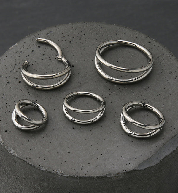 Double Bar Titanium Hinged Segment Ring