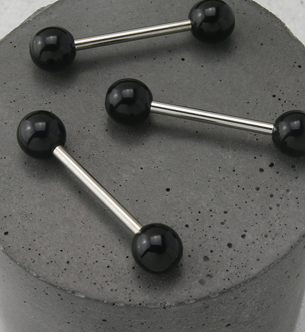Double Black Ball Stainless Steel Barbell
