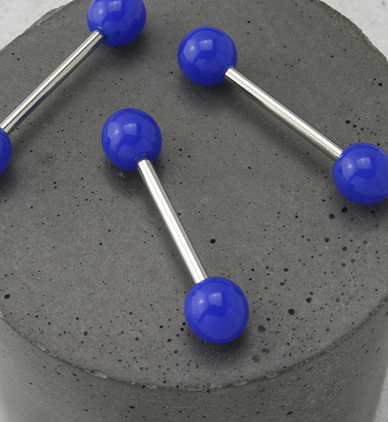 Double Blue Ball Stainless Steel Barbell