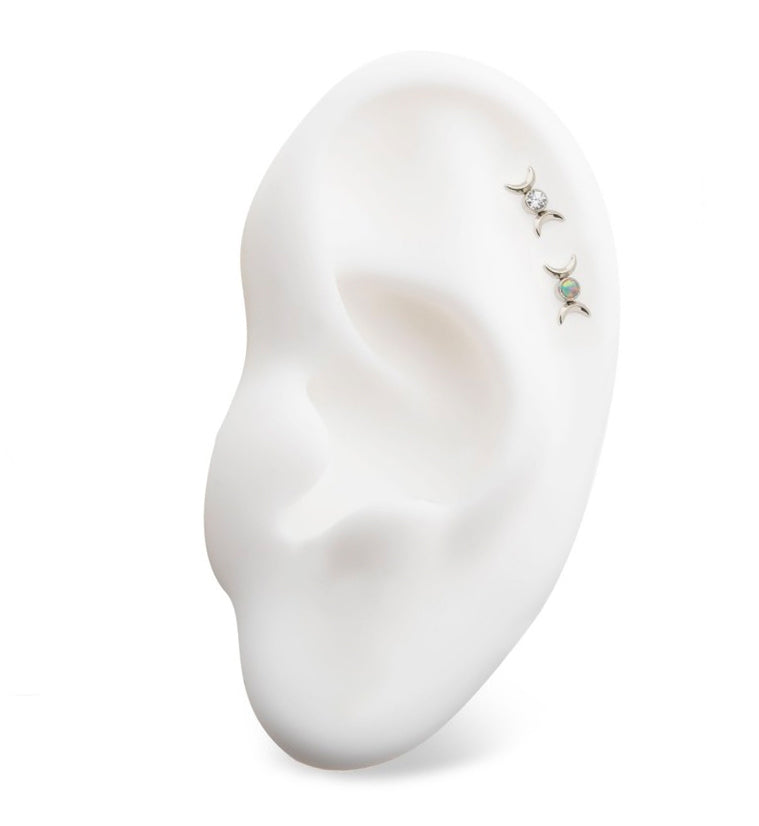 Double Crescent White Opalite Threadless Top